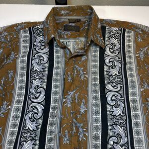 GIGOLO Vintage Mens Shirt Sz M Art Deco Peach Skin